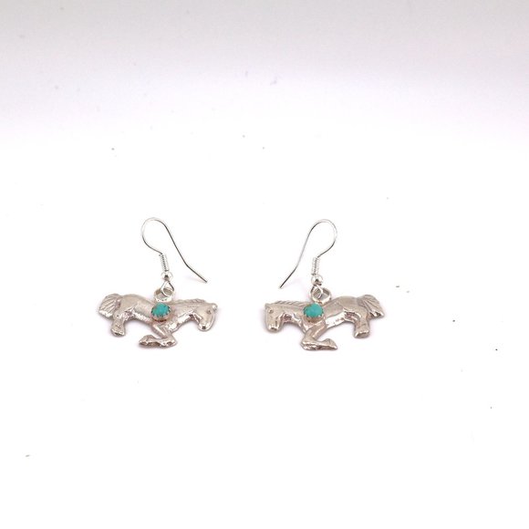 Native American‎ Women's Blue Turquoise Horse Earrings Navajo Jewelry*** - Picture 8 of 10
